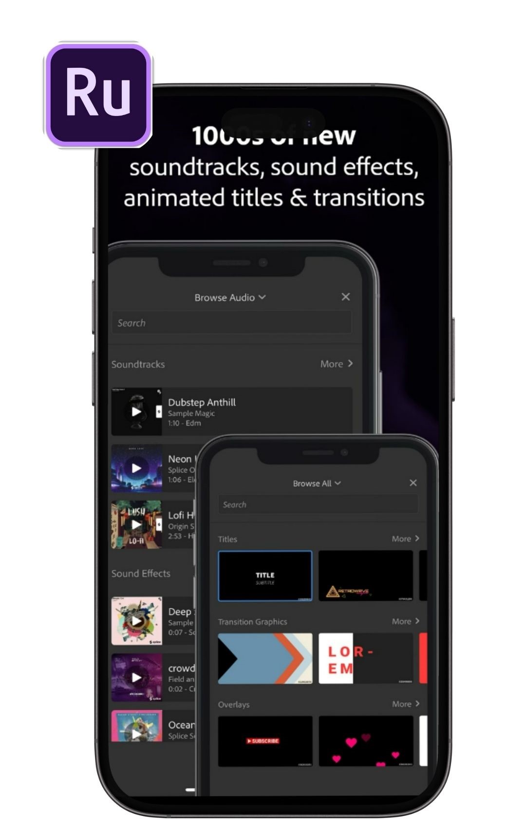UI of Adobe Premium Rush's audio feature and icon at the upper left side